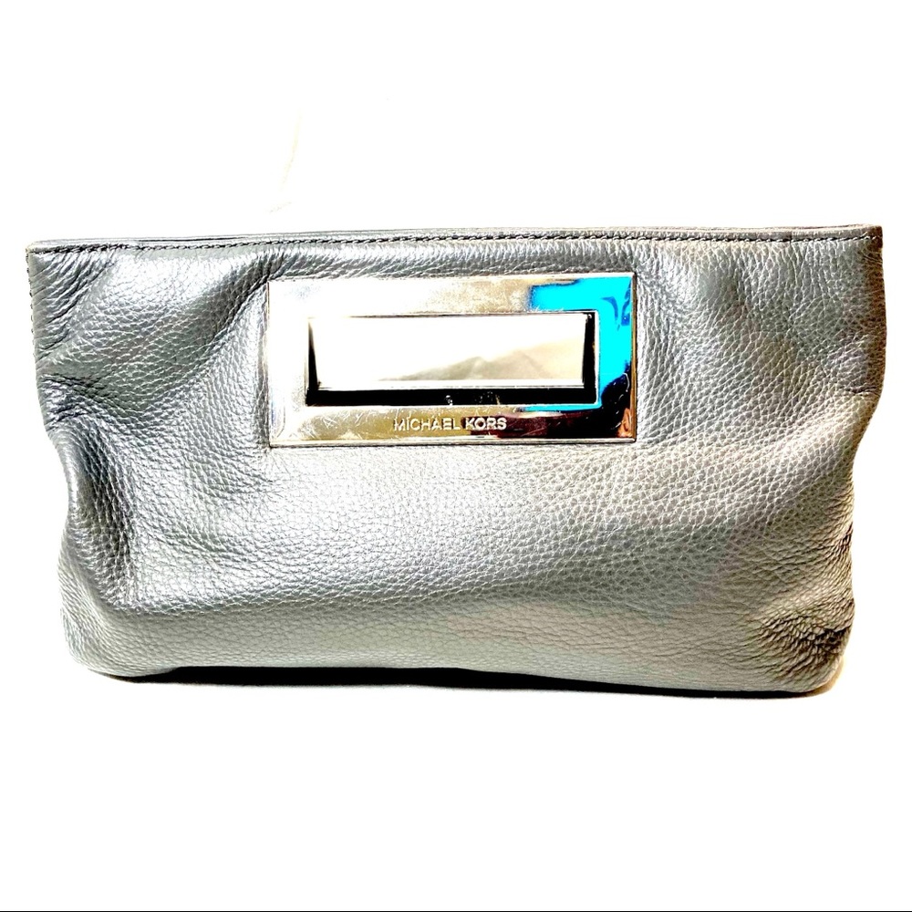 Michaels kors leather grey clutch